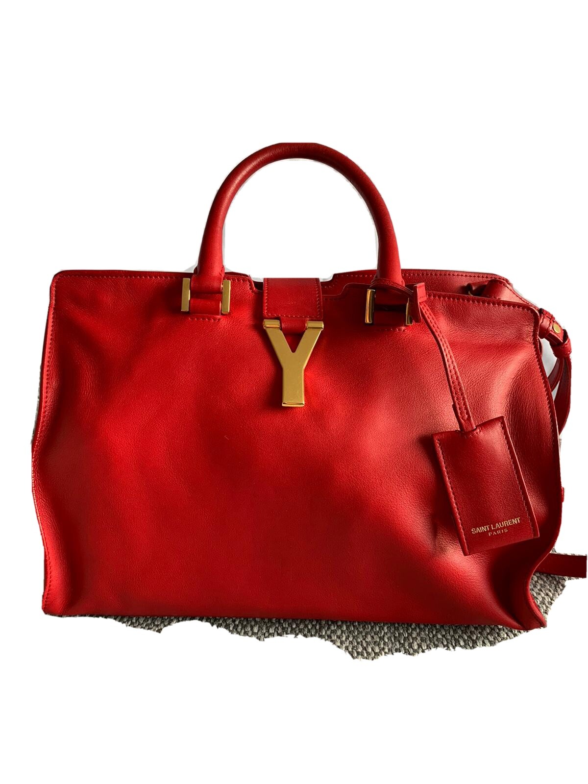 Borsa Saint Laurent Monogram Chyc Cabas in pelle rossa