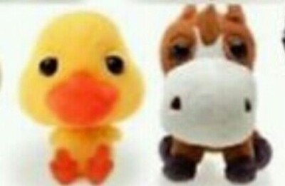 2 Farm Animal Plush Toys Chick Horse Big Headz