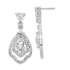 Sterling Silver Brilliant-cut Cubic Zirconia Fancy Post Drop  Dangle Earrings