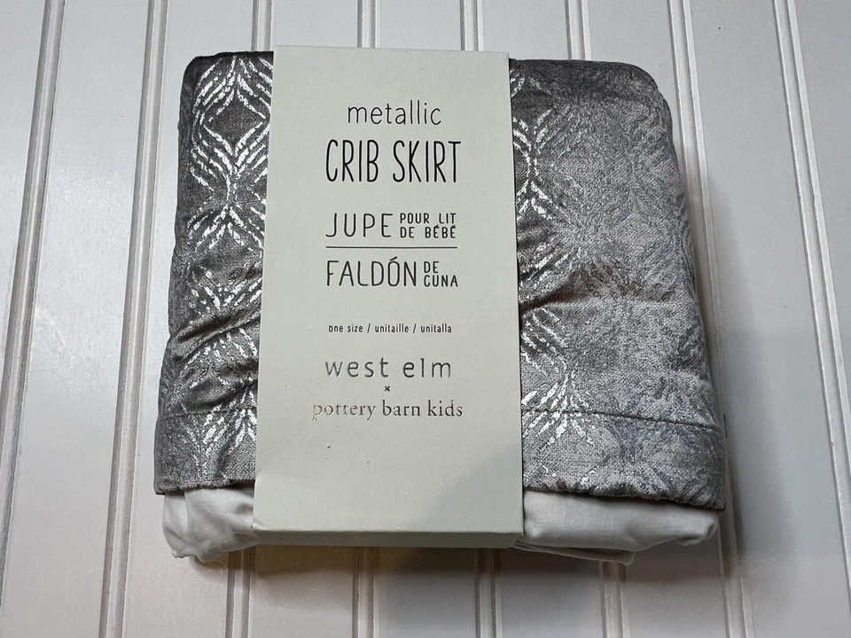 Юбка для детской кроватки West Elm & Pottery Barn Kids металлик серебристая серая НОВАЯ! - Изображение 2 из 2