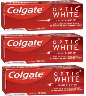 Colgate Optic White Non-Hp Stain Fighter Clean Mint 4.2 Oz X 3 Packs