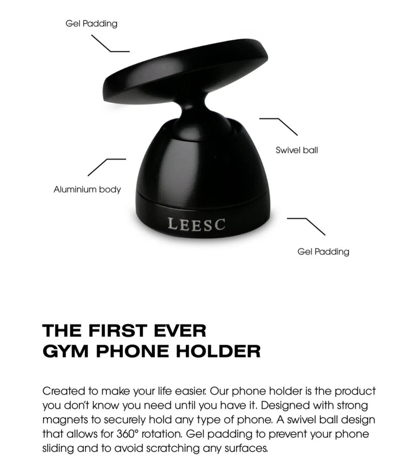 LEESC Gym Magnetic Phone Holder, Tennis Home Workout Outdoor/Indoor Photo/Video - Image 3 of 4