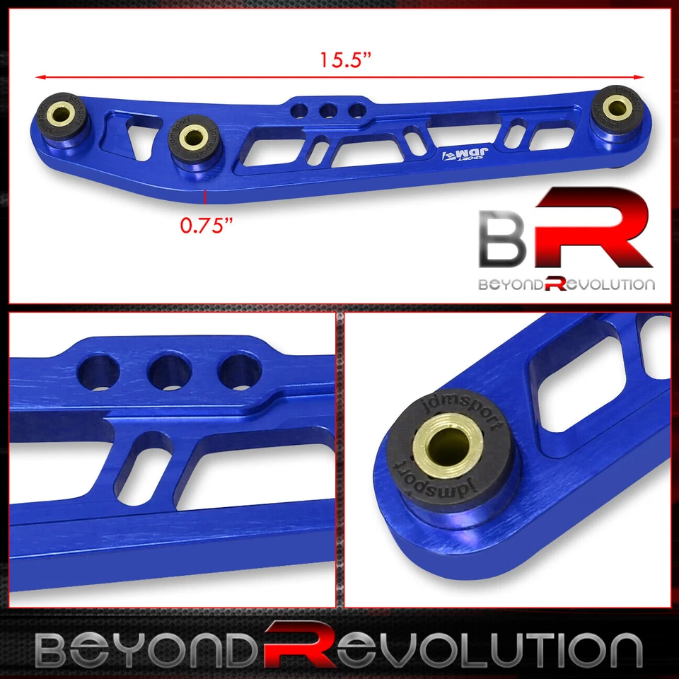 For 1993-1997 Honda Del Sol EG Rear Lower Suspension Control Arms LCA Brace Blue - Image 2 of 3