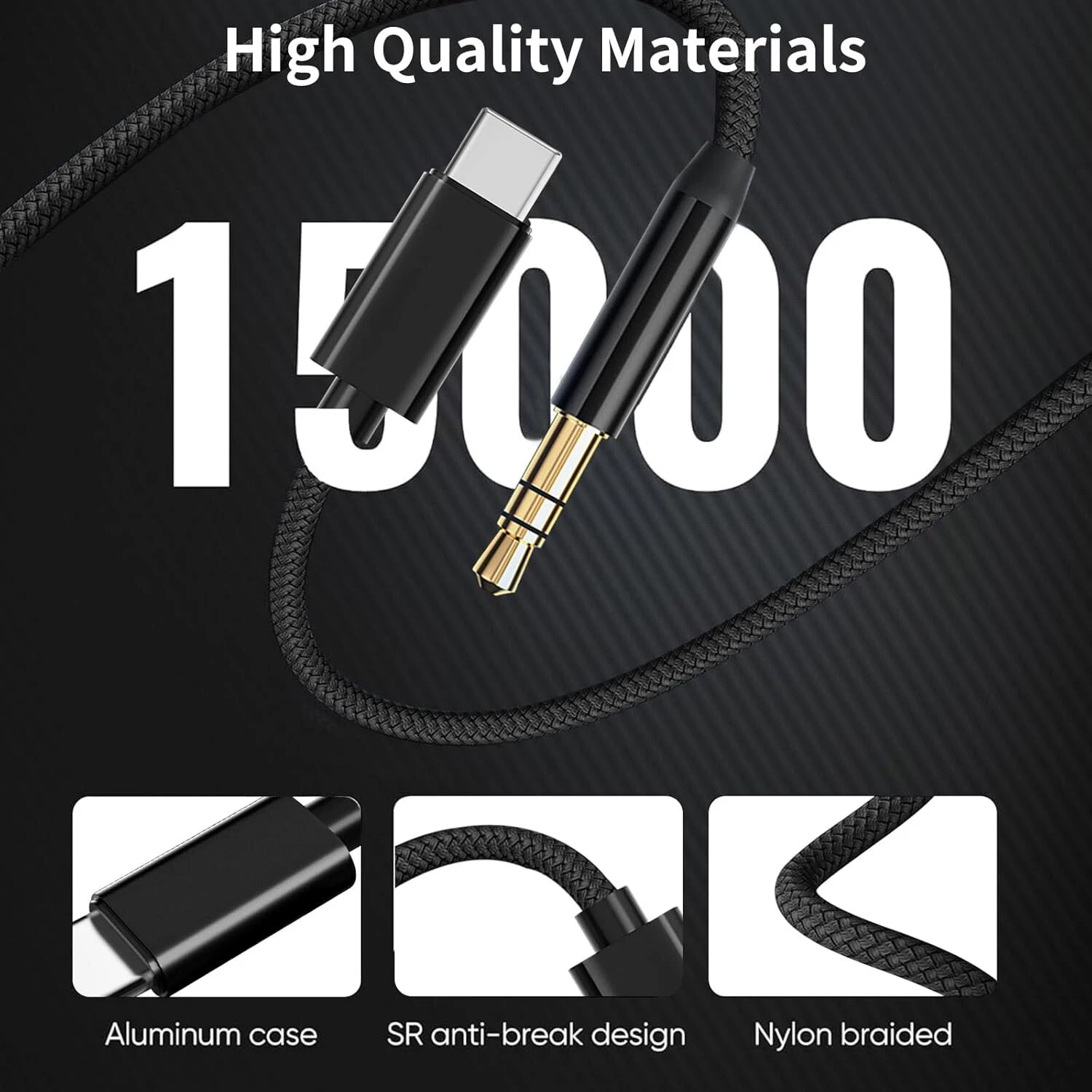 Aux Cable USB Type C To 3.5mm For Samsung IPhone Car Stereo Audio Adapter Jack_voghion.com