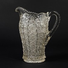 EAPG hobstar Vintage Pressed Glass Pitcher with Hobstar and Diamond Pattern — listing 3