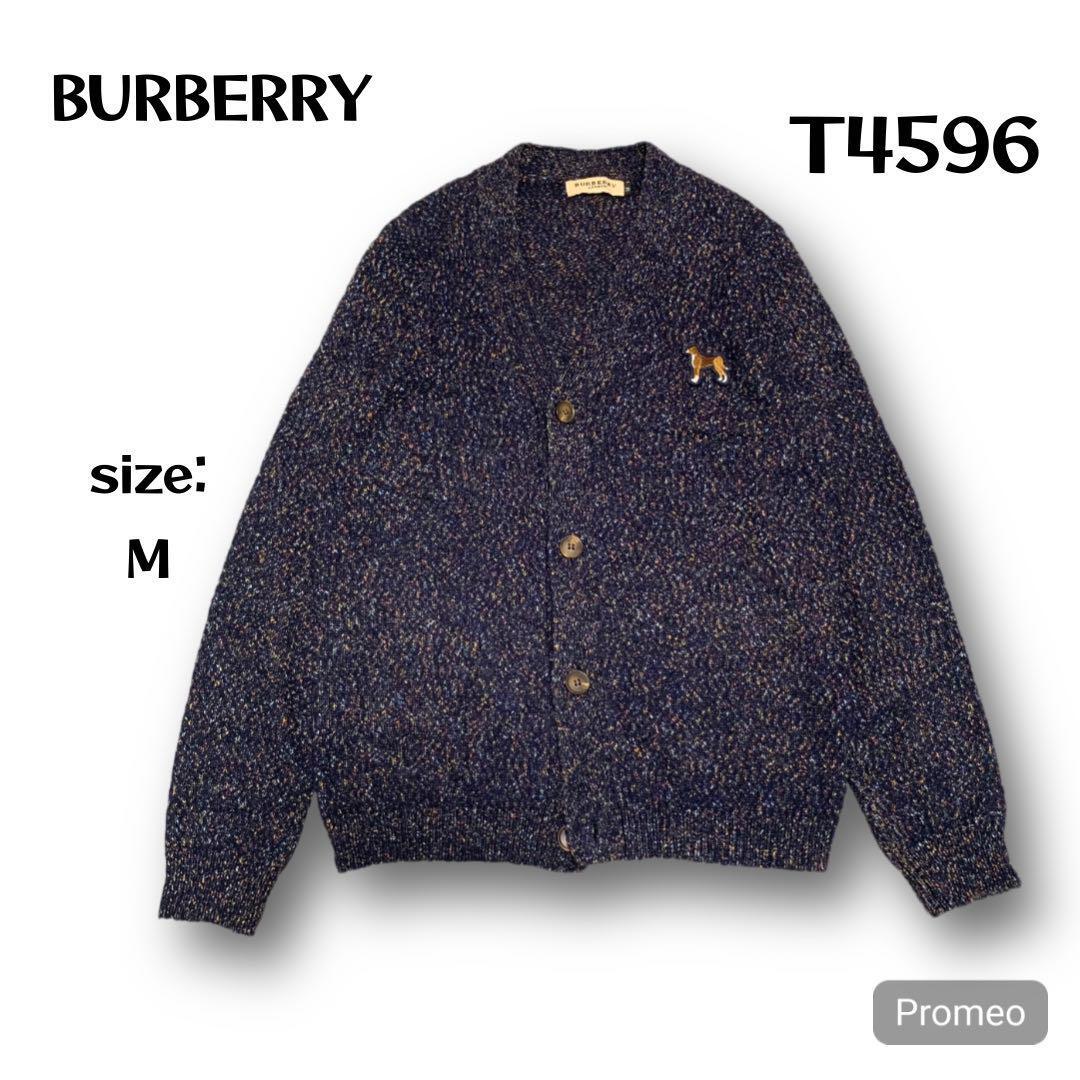 Burberry Knit Cardigan Size M Navy Blue 60cm Length New