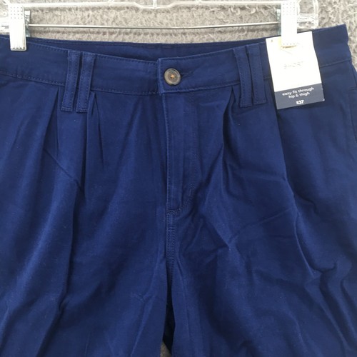 St. Johns Bay Chino Shorts Womens 8 Blue Cotton Blend High Rise Flat Front NEW - Picture 2 of 18
