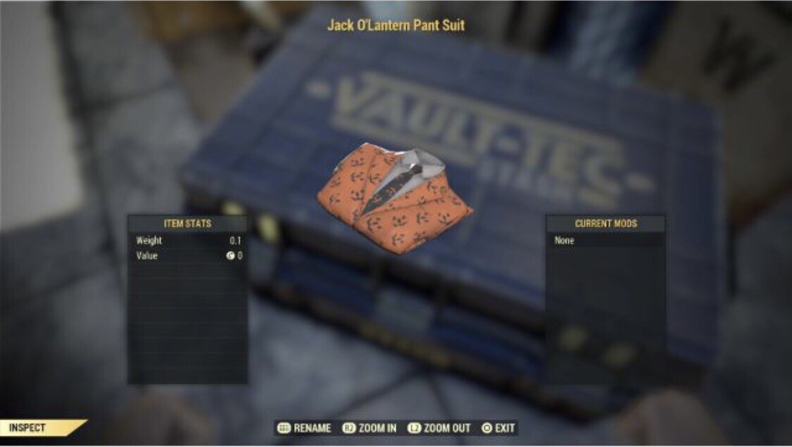 Fallout 76 PS4 Jack O'Lantern Pant Suit Rare Halloween 2019 Legacy