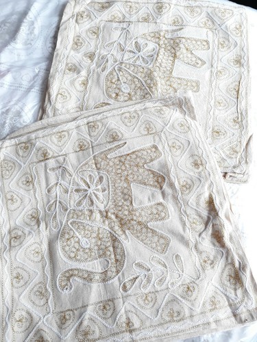 8 new Indian cushion cover Elephant embroidered 15" x 15" cotton - Picture 5 of 5