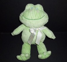 Commonwealth Green Frog Polka Dot Satin Bow Ribbed Plush Stuffed Animal 2007