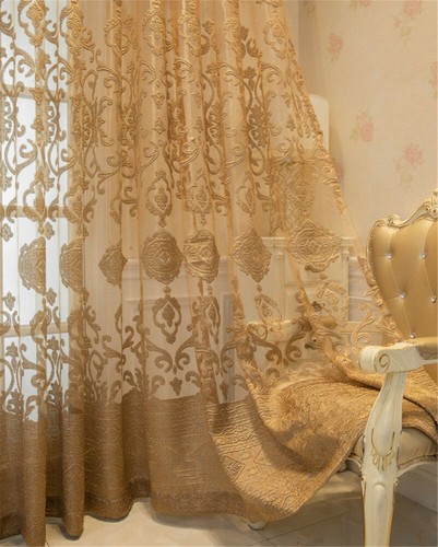 Elegant Floral Embroidered Semi Sheer Voile Tulle Curtain for Living Room 1Panel - Picture 19 of 36