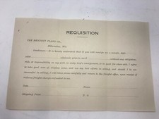 The Bennett Piano Co Milwaukee Requisition for Piano on Consignment Circa 1910