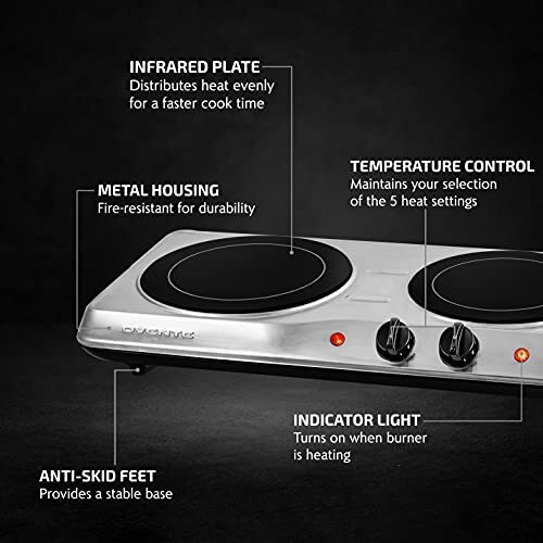 Electric Cooktop Burner Infrared Ceramic Glass Hot Plate 2 Two Cooking
