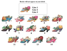 Personalized Address Labels Flowers in vintage Shoes (JX 713)