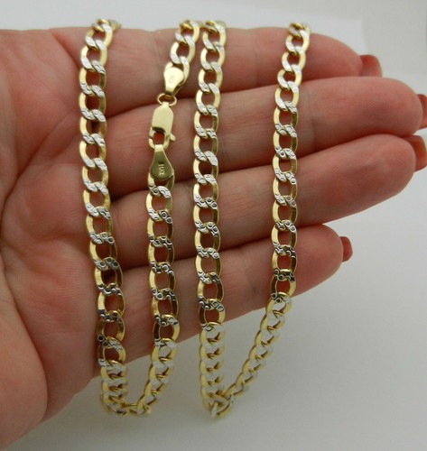 Hollow 14k Two Tone Gold Diamond Cut 