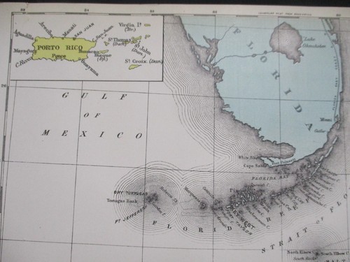 1898 Spanish American War Lithograph Print - "Map of Cuba" Surrounding Area, - 第 3/7 張圖片