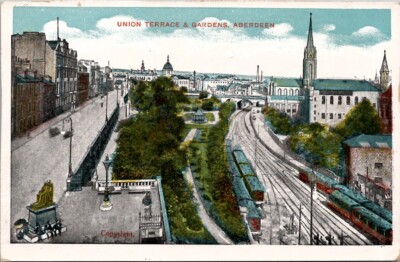 Union Terrace & Gardens Aberdeen Scotland Vintage Postcard Spc13