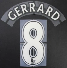 2007 - 2013 OFFICIAL SPORTING ID LEXTRA GERRARD 8 JUNIOR SIZE WHITE NAMESET