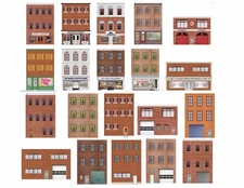 HO Scale Flat Front Buildings for Model Trains - 20 Total Front and Rear Sides