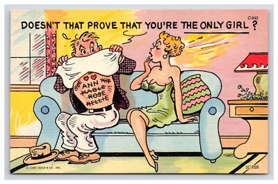 Postcard: Humor: Doesn't That Prove That You're The Only...Curt Teich ...