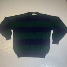 Vintage Boundary Waters Sweater Made In Italy Size Large Striped Blue Green 