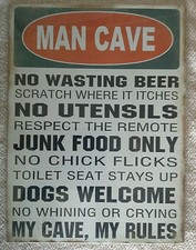 Plaque murale MDF Man Cave Rules