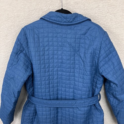 Vintage White Bear Of St Paul Coat Women’s 18 Blue Quilted Belted Button Up USA - Picture 12 of 13
