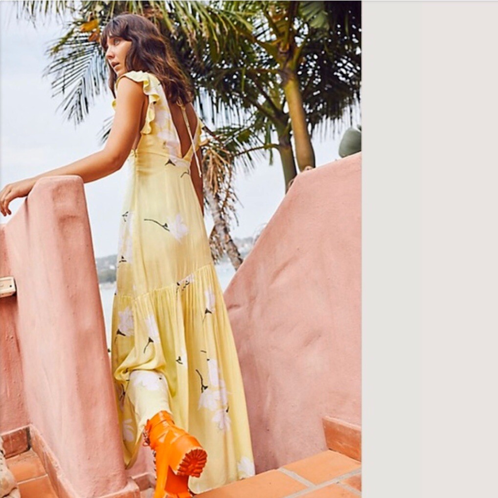 free people she's a waterfall maxi dress Free People She's A Waterfall Maxi Dress Lemon Ice Size 12 NWT $128  OB931409