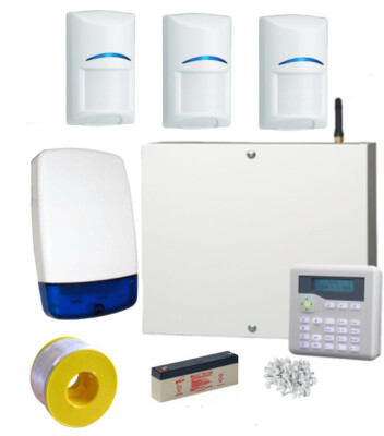 Kabelgebundene Einbrecheralarmanlage PRO Kit BOSCH PIRs LAUT 115db Sirene GSM SMS Wählhilfe