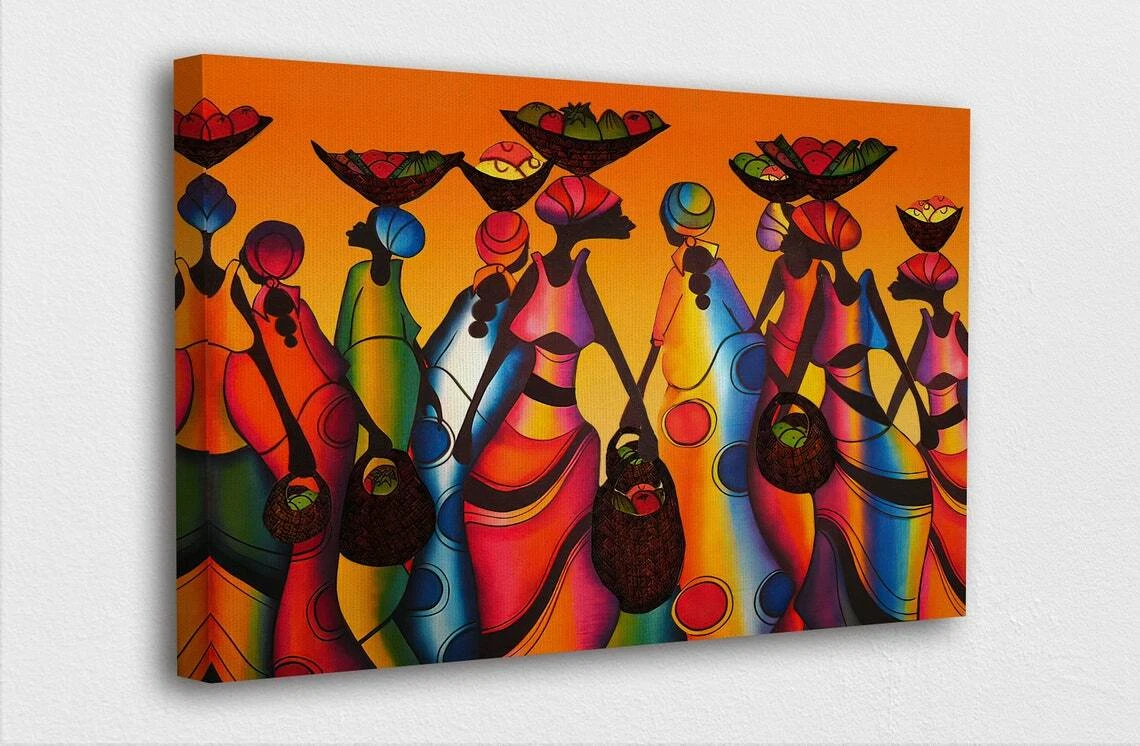 African Art Canvas African Woman Colorful Abstract Art Printed Picture Wall Art