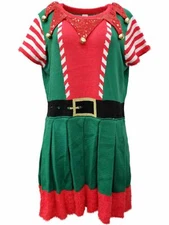 Womens Oversized Elf Sequin Jingle Bells Christmas Holiday Sweater Dress XXL
