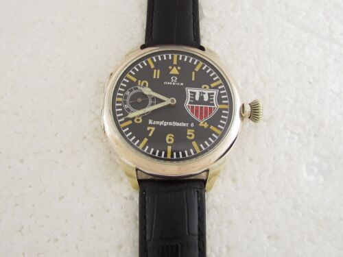 Omega Laco Aviator Kampfgeschwader 6 Luftwaffe WWII Vintage Swiss Silver Watch