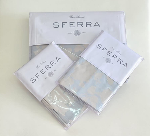 Sferra Nalia 3510 Luxury Duvet Cover & Shams Set Cotton Sateen Jacquard Italy - Picture 8 of 15