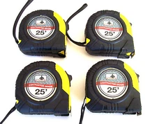 4 GOLIATH INDUSTRIAL 25' FOOT TAPE MEASURES CONTRACTOR GRADE FRACTIONAL BLADE