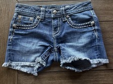 Miss Me Brand Girls Size 14 Jean Shorts Blue Denim