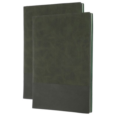 2Pack Hardcover Leather Lined Note Book, 100 Pages 8.3x5.7'' A5, Green