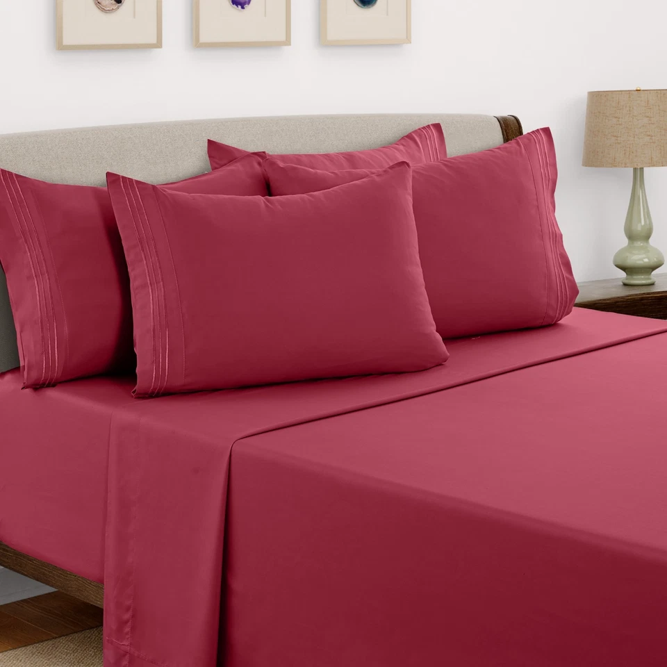 6 Piece Bed Sheet Set 1800 Series Microfiber Comfort Deep Pocket Hotel Bed Sheet - Image 4 of 4