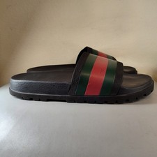 Gucci Men's Web Slide Sandals Black Size 12