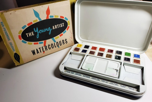 Rare Page of London Watercolour Box Non-Poisonous Label Artist Paint Tin Vintage