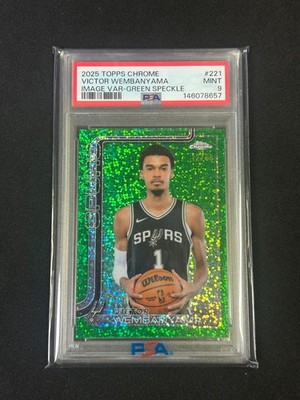 2025/26 Topps Chrome Image Variation Victor Wembanyama Green Speckle /99 PSA 9