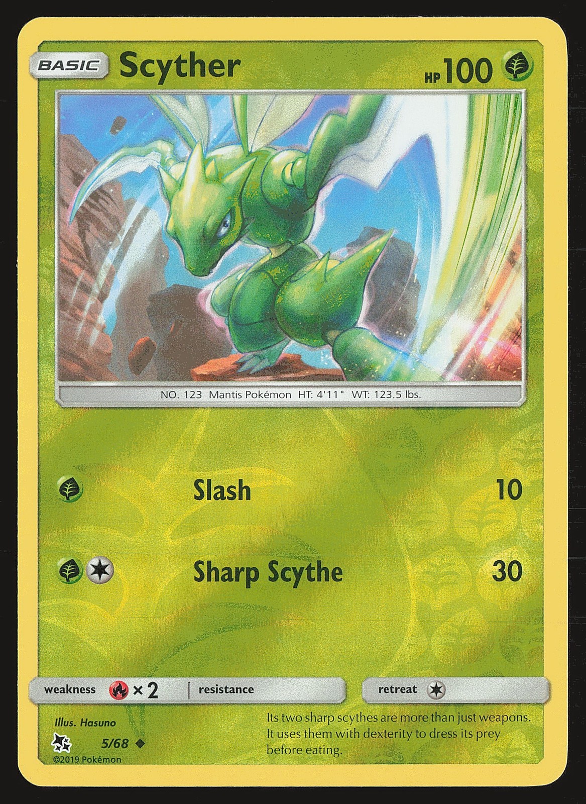 Hidden Fates Scyther #5/68 Reverse Holo Pokemon Card