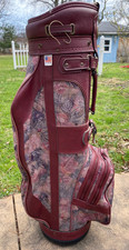 Vintage Hot Z leather trim/canvas Floral Stand Golf Bag W/Buckles/straps