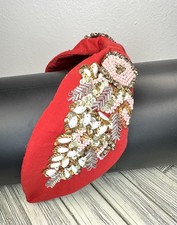 Red Knot Beaded Sequin Embellished Wide Headband