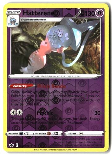 Hatterene 073/198 Rare Chilling Reign Pokemon Reverse Holo Near Mint