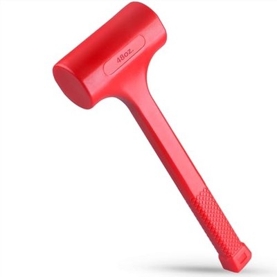 3-LB (48-OZ) Premium Dead Blow Hammer and Unicast Mallet, Neon Red Color |