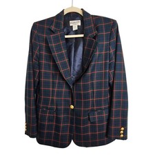 Vintage Pendleton Womens Wool Plaid Blazer Skirt 2Pc Set Sz 10P/12 Dark Academia