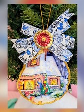 Handcrafted 3D Oyster Shell Christmas Tree Holiday House Ornament