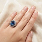 Opulent Royal Blue Sapphire 4.15Ct 925 Sterling Silver White Gold Rings Size 7
