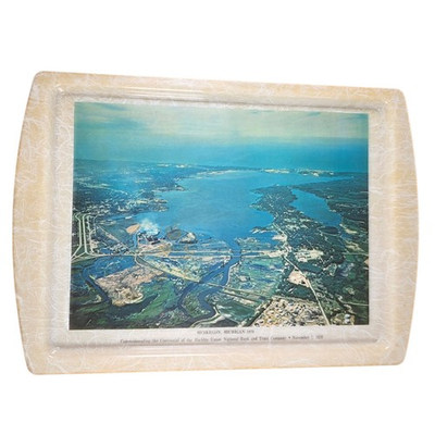 #ad Vintage 1970 Hackley Bank Muskegon Lake Michigan Centennial Metal Serving Tray $15.67