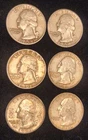 LOT OF SIX (6) DENVER MINT WASHINGTON QUARTERS -  90% SILVER